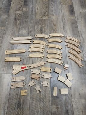 Wooden Train Track Lot Of Pieces Thomas Variety 30+